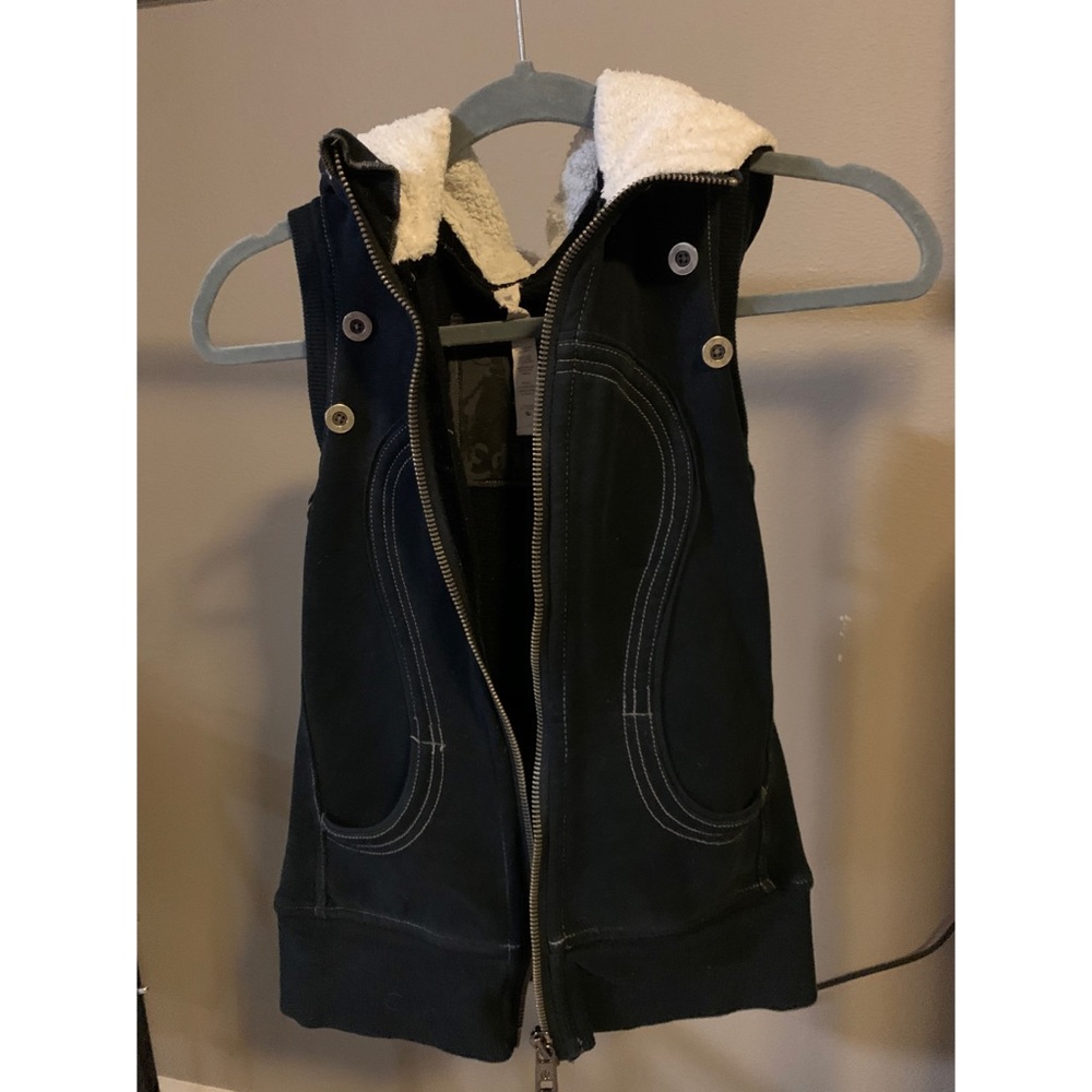 Black Lululemon vest with soft hood